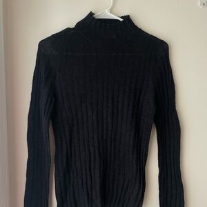 Madewell Light Wool Black Ribbed Turtleneck Sweater